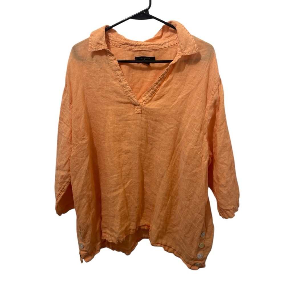 Tahari 100% Linen Blouse Size 2X